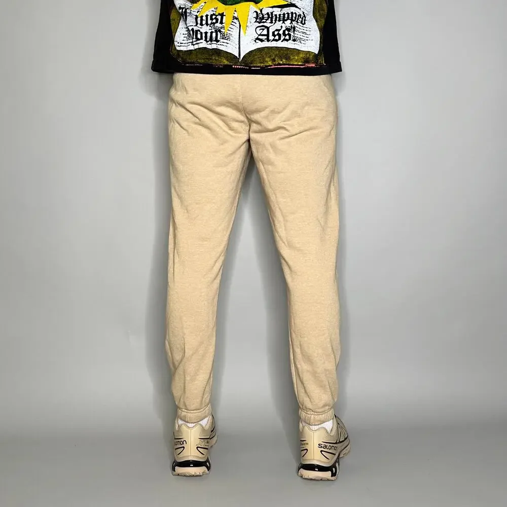 Vintage Y2K Adidas Sweatpants Mens M Slim Fit Tan White Logo Cotton Joggers